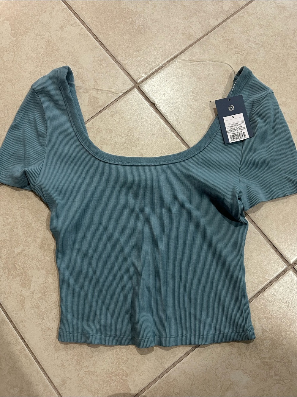 Universal Thread Scoop Neck Ribbed Crop Top - Teal